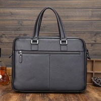Sac à bandoulière en cuir de vachette 15,6 pouces pour homme d'affaires, mallette d'ordinateur portable en cuir véritable noir grainé pour le bureau