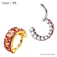 Pendientes de titanio ASTM F136 con circonita arcoíris para piercing corporal, regalo de boda, para cartílago de la oreja, hélix, rook, lóbulo, nariz, septum