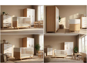 New Model Convertible Crib Newborn Co Sleeping Safety Height Adjustable 3 in 1 Solid Wood Modern Design Baby <strong>Cot</strong> Toddler Bed Set - Product Image 2