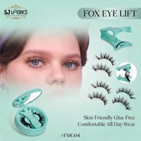 Kit de faux cils magnétiques personnalisables vert menthe Quantum Soft avec boîte de rangement miroir