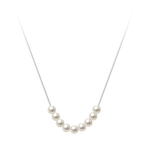 Collier en argent S925 simple et frais avec perles synthétiques, chaîne de boîte pour femmes, collier de clavicule, tempérament D9156 - Product Image 5