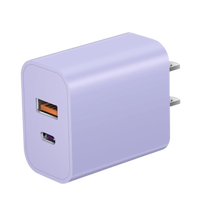 Prise USB c US 2 ports Qc 3.0 Pd Compatible 20w 18W Adaptateur de voyage portable à charge rapide Chargeur mural A + c