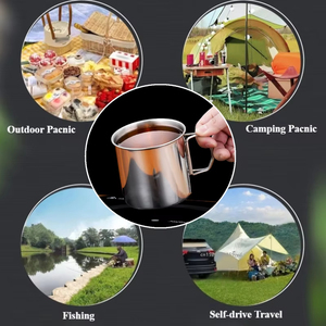 Wholesale <b>Camping</b> <b>Cup</b> Stainless Steel Portable Outdoor Water Mug Mountaineering <b>Cups</b> Foldable Handle - Product Image 3
