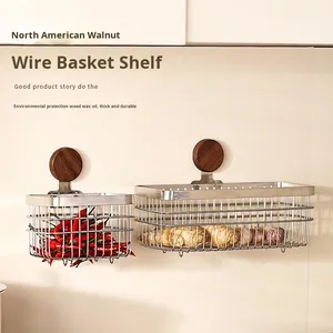 <strong>Wire</strong> Mesh Wall <strong>Hanging</strong> Storage <strong>Basket</strong> Organizer for Kitchen Pantry Bathroom Fruit <strong>Basket</strong> Produce Holder - Product Image 1