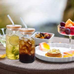 High borosilicate glass bamboo lid <b>straw</b> <b>cup</b>, water <b>cup</b>, 16oz cola <b>cup</b>, Mason <b>cup</b>, juice drink <b>cup</b> - Product Image 5
