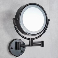 Modern Magnifying Shower Mirror With LED Makeup Mirror Wall Mount Foldable 3x Times Double-sided Illuminated Shaving Mirror