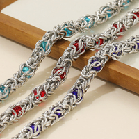 Chaînes en acier inoxydable imperméables, épaisses, avec perles de cristal à l'intérieur, style « keel dragon snake bone », pour la fabrication de bijoux et accessoires.