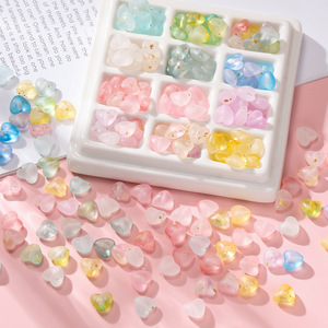 Acrylic Heart Shaped <b>Beads</b> With Gold Flecks For Bracelet Making 12 Colors 100Pcs DIY Jewelry Accessories - Product Image 1