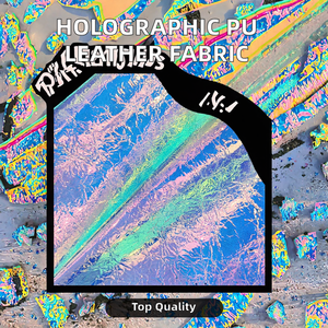 Nhàu nát mềm Holographic óng ánh PU Faux Leather vải cho các mục đích khác nhau Túi xe ô tô đồ nội thất trang trí mặt hàng ghế - Product Image 2
