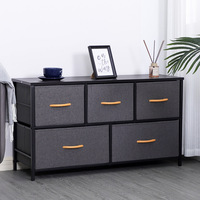 Armoire de rangement en tissu avec 5 grands tiroirs, construction en métal et tissu, gain de place, pour salon et chambre d'enfant