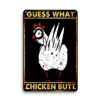 Amusant 12 \ "x 8 \" Tin Signs Funny Chicken Coop Warning Sign UV Printed Outdoor Chicken House Decor Metal Gift for Chicken Lovers