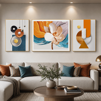 Ensemble de trois tableaux muraux floraux roses en aluminium, style Art déco botanique, pour salon, chambre, hôtel, intérieurs modernes