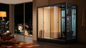 غرفة ساونا وبخار مدمجة عالية الجودة من الخشب باللون الأسود من لوكسروي - Product Image 5