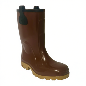 Botte de sécurité en PVC marron avec semelle en caoutchouc pour la protection au travail - Product Image 2
