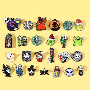 Badge en métal moulé sous pression, motif dessin animé, drôle, pour Halloween (Citrouille, Pin, Jack, Sally) et Noël, Nouvel An Chinois, vente en gros - Product Image 5