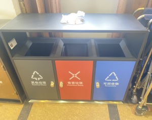 Cubo de basura con Pedal de pie de suelo de acero inoxidable para exteriores, cubo de basura ecológico para oficina en casa - Product Image 2