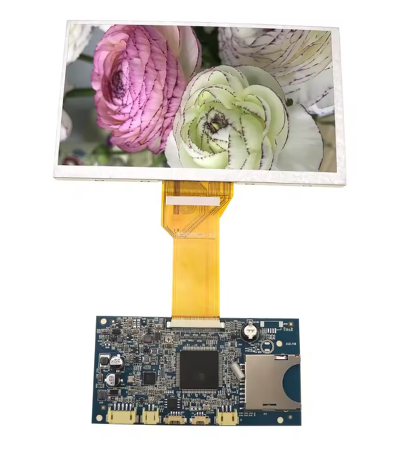 DN-MICRO 7 Inch TFT LCD Module with CVBS 1024x600 Resolution LED Backlight 250 Nits SD Card Slot 12V DC up to 128GB TF Card