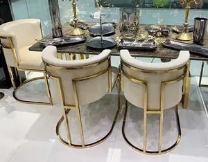 Yeni varış altın paslanmaz çelik restoran sandalye PU deri döşemeli yemek sandalyesi otel restoran ev için