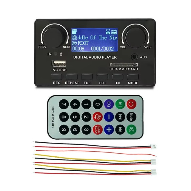 MP3 DECODER BOARD with Blue tooth speaker, card reading module, LCD display, 12V