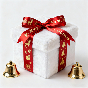 E-ma thuật tùy chỉnh lá vàng Logo satin Ribbon <span class=keywords><strong>Polyester</strong></span> 1.5 inch giáng sinh Ribbon Stretch <span class=keywords><strong>Loop</strong></span> satin Ribbon <span class=keywords><strong>Bow</strong></span> đối với Quà Tặng đóng gói - Product Image 1