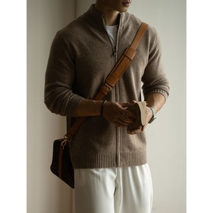 <span class=keywords><strong>Cardigan</strong></span> da Uomo in Lana 100% a Coste con <span class=keywords><strong>Cerniera</strong></span>, Stile Old Money, Manica Lunga, Caldo e Morbido, Casual, Invernale, Tinta Unita - Product Image 3
