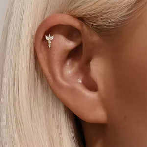 ASTM F136 G23 Titane Zircon Chaîne <span class=keywords><strong>Helix</strong></span> Stud Fil Interne Boucle D'oreille Cartilage Tragus Lobe Tragus Labret <span class=keywords><strong>Piercing</strong></span> Lip Jewel - Product Image 3