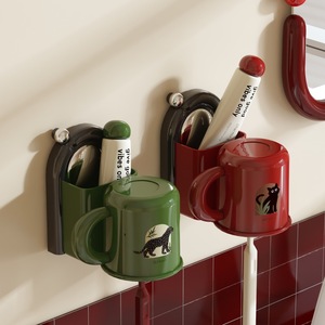 Vintage Style Bathroom Toothbrush Holder Suction Cup Wall Mounted No Drill Circular Design Durable Storage Rack - Product Image 2