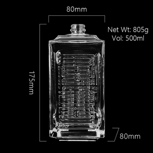 Bouteilles en verre de whisky de 500 ml pour la vodka, le rhum, le <span class=keywords><strong>gin</strong></span>, la tequila, le brandy, la liqueur, l'alcool, emballage de bouteilles - Product Image 5
