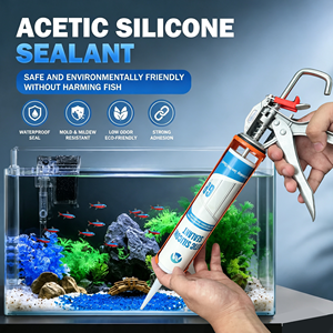Sellador de Silicona Ácida de Uso General, Adhesivo Impermeable Potente para Sellado de <span class=keywords><strong>Piscinas</strong></span>, Vidrio y Acuarios - Product Image 1
