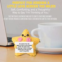 Poupée étoile positive au crochet faite à la main, adorable peluche étoile tricotée avec carte d'encouragement, décoration de bureau douce au crochet