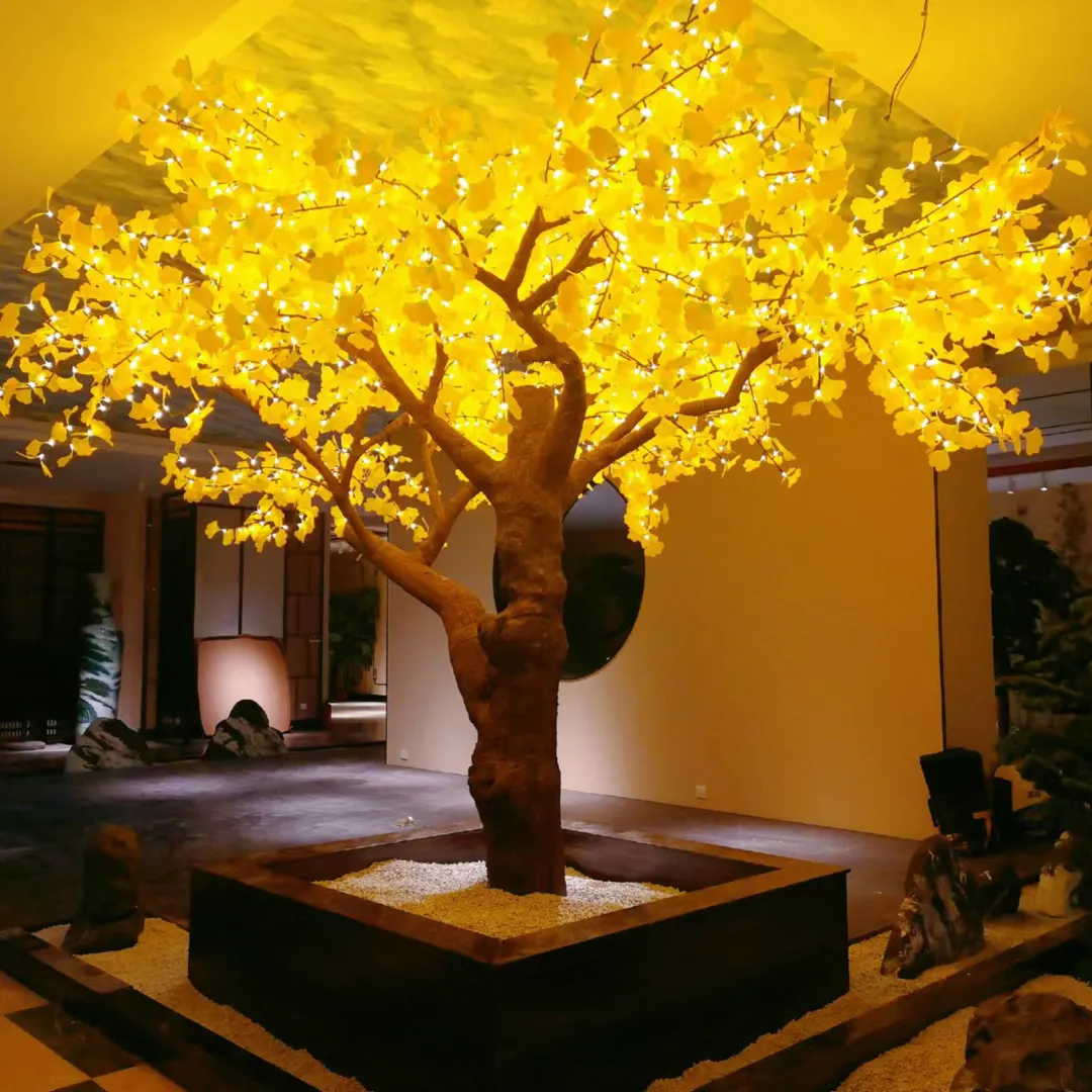 ANPU 장식 3.5m LED 은행 나무 시뮬레이션 나무 빛 따뜻한 화이트 실내 및 야외 파티 휴일 결혼식