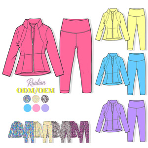 Abbigliamento Sportivo Autunnale per Ragazze Adolescenti, Giacca con Zip e Leggings OEM Personalizzati, Set Yoga in Nylon Spandex con Stampa Leopardata per Bambine - Product Image 6