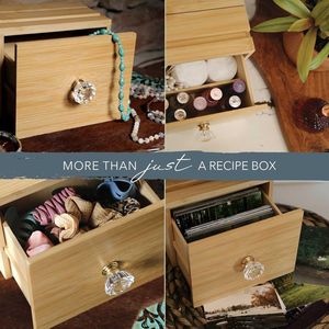 4x6 100% Bamboo Wooden <strong>Recipe</strong> <strong>Box</strong> with Cards and Dividers Drawer <strong>Recipe</strong> Boxes Bamboo Wooden <strong>Recipe</strong> <strong>Box</strong> - Product Image 6