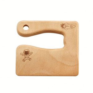 Cuchillo de cocina de madera seguro para niños, hoja de plástico ecológica para cortar verduras y frutas - Product Image 6