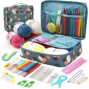 DIY 58-Piece PVC Crochet <strong>Kit</strong> &amp; Beginner Knitting Tool Set-Portable Travel Bag Adhesive Invisible Features for Embroidery <strong>Sewing</strong> - Product Image 1