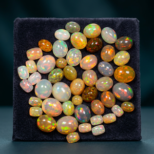 Opale d'Éthiopie naturelle jaune, cabochons à taille mixte, jeu de couleurs brillant et effet de feu, pierre précieuse en vrac pour la fabrication de bijoux - Product Image 6