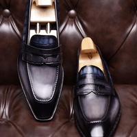 Chaussures pour hommes Goodyear à bout carré, en cuir fait main, respirantes, imperméables, pour le bureau et la carrière, motif à carreaux