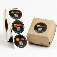 Impression personnalisée de logo sur autocollants en vinyle, étiquettes rondes en rouleau, imperméables, pour restaurants, étiquettes alimentaires pour sandwichs, hamburgers, emballages