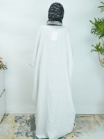 Abaya ouverte en lin noir à manches chauve-souris avec passepoil, robe musulmane premium pour femme, respirante, fabrication soignée, Ramadan, Iftar, réunion familiale, OEM