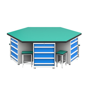 Console de travail hexagonale six faces personnalisée pour l'entraînement scolaire, table d'assemblage de moules et d'entretien à six postes HYD-35 - Product Image 5