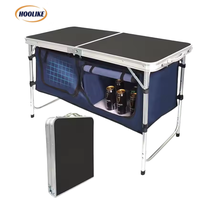 Table de camping pliante d'extérieur avec rangement Table à panneaux composite pour barbecue en aluminium, légère et réglable