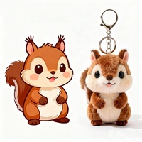 Porte-clés en peluche douce motif écureuil de dessin animé, design personnalisé, animal en peluche écologique, jouet mignon et durable, breloque décorative pour sac à dos