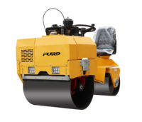 Rouleau compresseur hydraulique à double tambour FURD FYL-855 haute efficacité 700 kg, moteur 5,4 CV/9 CV pour la pose d'asphalte sur route