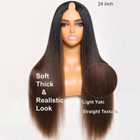 Perruque brésilienne en cheveux humains vierges à 100 %, partie en U, lisse, fabriquée à la machine, sans perte de cheveux, partie fine, pour femmes, vente en gros