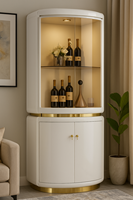Meuble d'angle haut de gamme pour salon, casier à vin triangulaire en forme d'éventail avec un attrait luxueux
