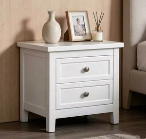 Durable Solid Wood Nightstand with 2 Drawers, White Modern Storage Bedside Cabinet for Bedroom Home Furniture <b>Night</b> <b>Stand</b> - Product Image 3