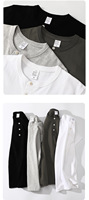 Camiseta de Algodón de 250g, Estilo Vintage, Cuello Henley, Holgada y Gruesa, para Hombre y Mujer, Manga Corta