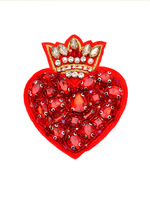 Fabricant de patchs de broderie personnalisés au fer à repasser pour tissu en forme de coeur paillettes perlées strass appliques