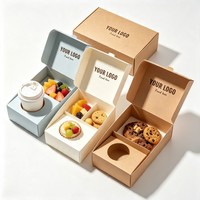 Boîte à biscuits personnalisée de qualité alimentaire avec tasse à café, boîte à gâteaux rectangulaire pliable biodégradable pour emporter des desserts