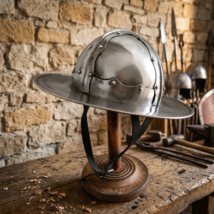 Casque médiéval en acier de calibre 18, poli, pour cosplay et reconstitution historique - Product Image 3